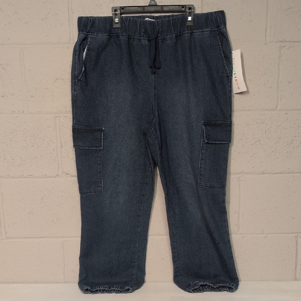 Tinseltown Juniors/Women's Dark Blue Cargo Denim Joggers Size XL NWT, Cozycore